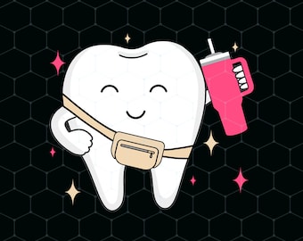 Cute Teeth Stanley Tumbler Inspired Belt Bag SVG PNG Sublimation Design Download, Dental Squad Crew Shirt Gifts For Dentist Dental Assistant