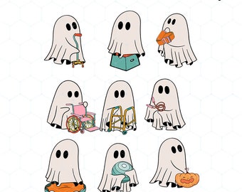PT Physical Therapist Halloween Png, Spooky PT Png, Ghost PT Png, Retro Physical Therapist Png, Halloween Therapist Png, Spooky Season Png