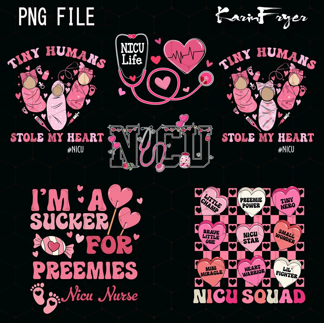 5 Nicu Nurse Valentine Png Bundle, Neonatal ICU Nurse Valentine's Day ...