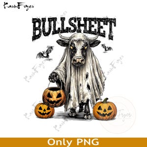 Retro Bullsheet Halloween Png, Moo I Mean Boo Png, Funny Halloween Highland Cow Png, Trendy Cute Cow Shirt Design, Trick Or Treat Png