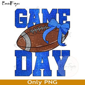 Gameday PNG, Blue Team Color Retro Football png, Football Mom png, Football Shirt Png, Glitter Football shirt sublimation, Game Day png