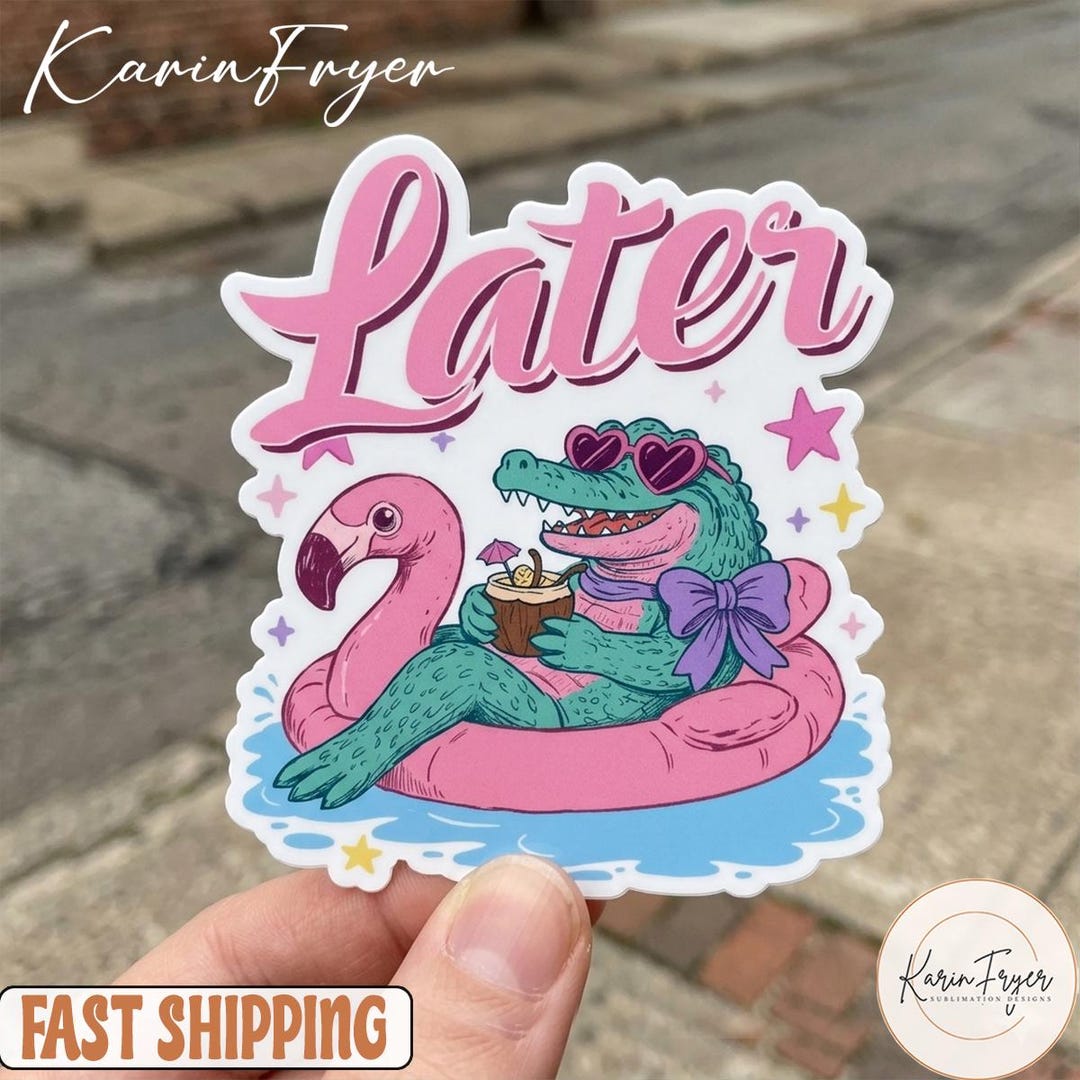 Later Gator Sticker | Funny Alligator Summer Decal | Cute Aesthetic ...