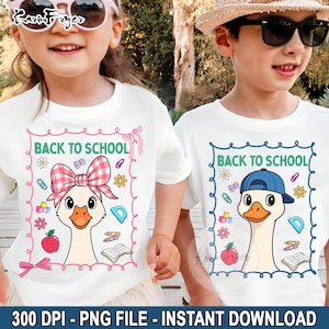 Personalized Kids Goose Back to school Png, Coquette Silly Goose Kids, Funny Goose for Kids Png, Back To School Girl, Boy School Goose Png