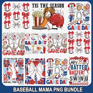 11 Baseball Mama Png Bundle, Baseball Coquette Bow Png, Baseball Mom Png, Baseball Game Day Png,Tis The Season Baseball Game Day Sublimation