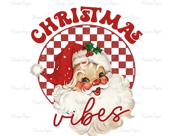 Christmas Vibes png, Merry Christmas Png, Christmas Png, Winter Png, Retro Christmas png, Checkered Santa Claus Png, Sublimation, Retro png