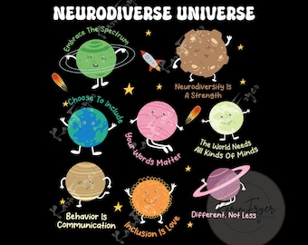 Neurodiverse Universe Png, Autism Awareness Png, SPED Teacher Png, Special Education Teacher Png, Retro Planet Png, Nuerodiversity, OT, SLP