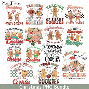 Teacher Christmas Png Bundle, Teacher Of Smart Cookies Png, Gingerbread Teacher Png, Retro Teacher Png, Merry Teacher Png, Gift For Teacher