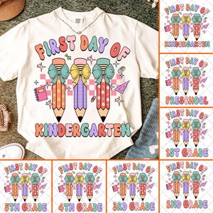 8+ Coquette Pencil Back to School PNG Bundle, First Day Of School png, Cute Grade Level Shirt PNG, Kindergarten Pre-K 1st 2nd 3rd 5th Grade