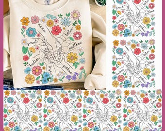 Personalized Mama Png, Floral Custom Mama's Hand Mothers Day Png, Custom Kids Name, Grandma Png, Mom Life, Mothers Day Gift For Sublimation