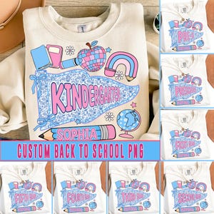 Custom Back to School Grade, School Occupation, Teacher Clipart, Coquette Bow & Pennant Flag Design, Grandmillennial School Spirit Shirt Png