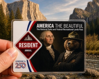 Resist Bear America the Beautiful Pass Holder | Funny National Park Pass Sleeve | George Washington Bear Park Pass Cover | America 250