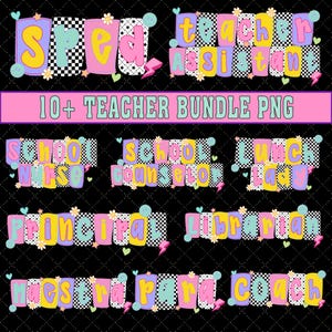10+ Preppy Teacher Bundle Png, Principal Png, SPED Png, Para Png Counselor Png, Librarian Png, Gift For Teacher, Back to School Png, Custom