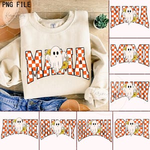 Mama Halloween Png Bundle, Halloween Mama TShirt Png, Varsity Png, Mom Life Png, Ghost Png, Trendy Halloween Png, Retro Png, Checkered Png