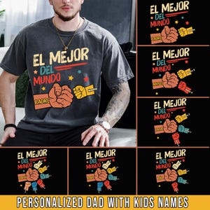Personalized Toddler Kid El Mejor Papa Del Mundo Fist Bump Bundle Png, Vintage Spanish Papá Png, Custom Father's Day Png, Latina Dad Gift