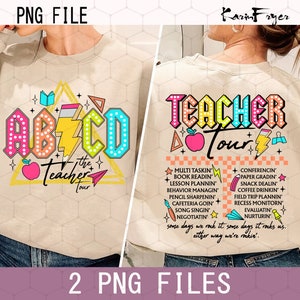 Retro Teacher Tour Png, ABCD Teacher Tour Png, Back To School, End of Year Png, Teacher Gift, Kindergarten Teacher Png, Elementary School