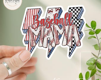 Vintage Baseball Mama Gameday Sticker, Retro Sports Mom Decal, Game Day Waterproof Vinyl Sticker