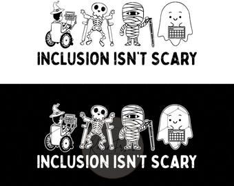 L'inclusione nel bundle non è spaventosa SVG, PNG, SLP Halloween PNG, Insegnante di Sped PNG, Scheletro fantasma carino di Halloween PNG, Insegnante di Sped di Halloween PNG