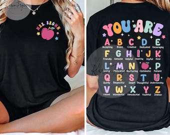 You Are Alphabet Custom Name Teacher Png, Teacher PNG Shirt, Retro Teacher Png, Teacher Sublimation Design, Back to School Png Funny Teacher