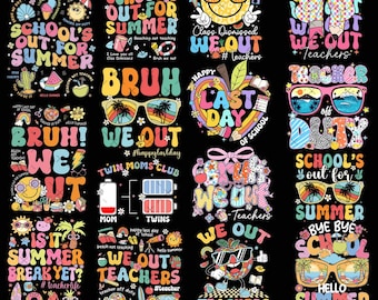 20 Last day of School Png Bundle, Class Dismissed Png, School's Out for Summer Png, Preppy Teacher png, Summer Break, End of School Year Png