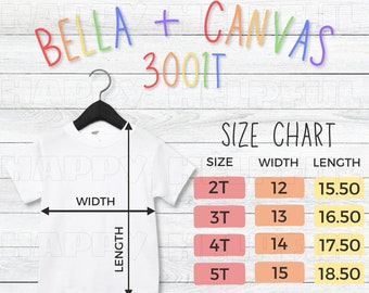 Bella Canvas Toddler Shirt Size Chart Mockup Bella Canvas 3001t Sizing for Toddler TShirt Measurement for Toddler Size Bella Canvas Chart