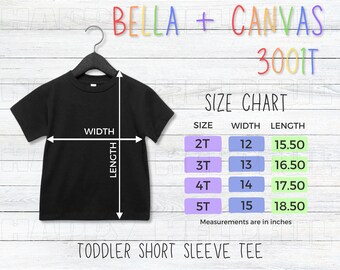 Bella + Canvas 3001T Toddler Size Chart Mockup Bella Canvas 3001t Sizing for Toddler TShirt Measurement for Toddler Size Bella Canvas Chart