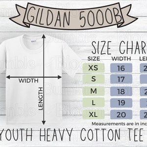 Gildan 5000B Youth Size Chart T Shirt Mockup Gildan Tshirt Sizing 5000B Size Chart for Kids Gildan Sizing Mockup Unisex Youth Heavy Cotton