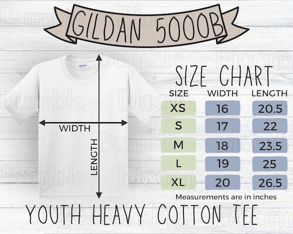 Gildan 5000B Youth Size Chart T Shirt Mockup Gildan Tshirt Sizing