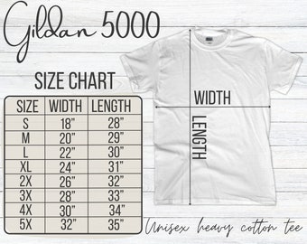 Gildan 5000 Size Chart T Shirt Mockup Gildan Tshirt Sizing G500 Size Chart for Gildan 5000 Sizing Mockup Unisex Heavy CottonT-shirt Simple