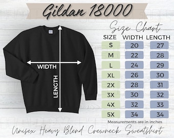 Gildan 18000 Größentabelle G180 Crewneck Mockup Gildan Sweatshirt Größentabelle für Gildan 18000 Sizing Mockup Unisex Heavy Blend Crew Sweatshirt