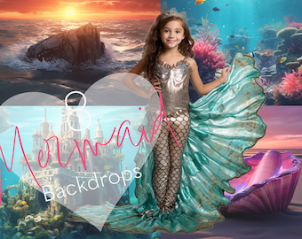 Fondo para fotografía superposición de sirena para fotos fondo de sirena fondo temático submarino fondo de zoom para niños fondos de sirena