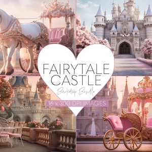 Fairytale castle backdrop princess castle backdrop for girls digital overlay photography backdrop for girls fairytale background for parties