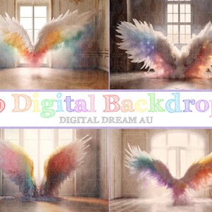 Rainbow Angel Wings Digital Backdrop Maternity Digital Backdrop Overlay ...