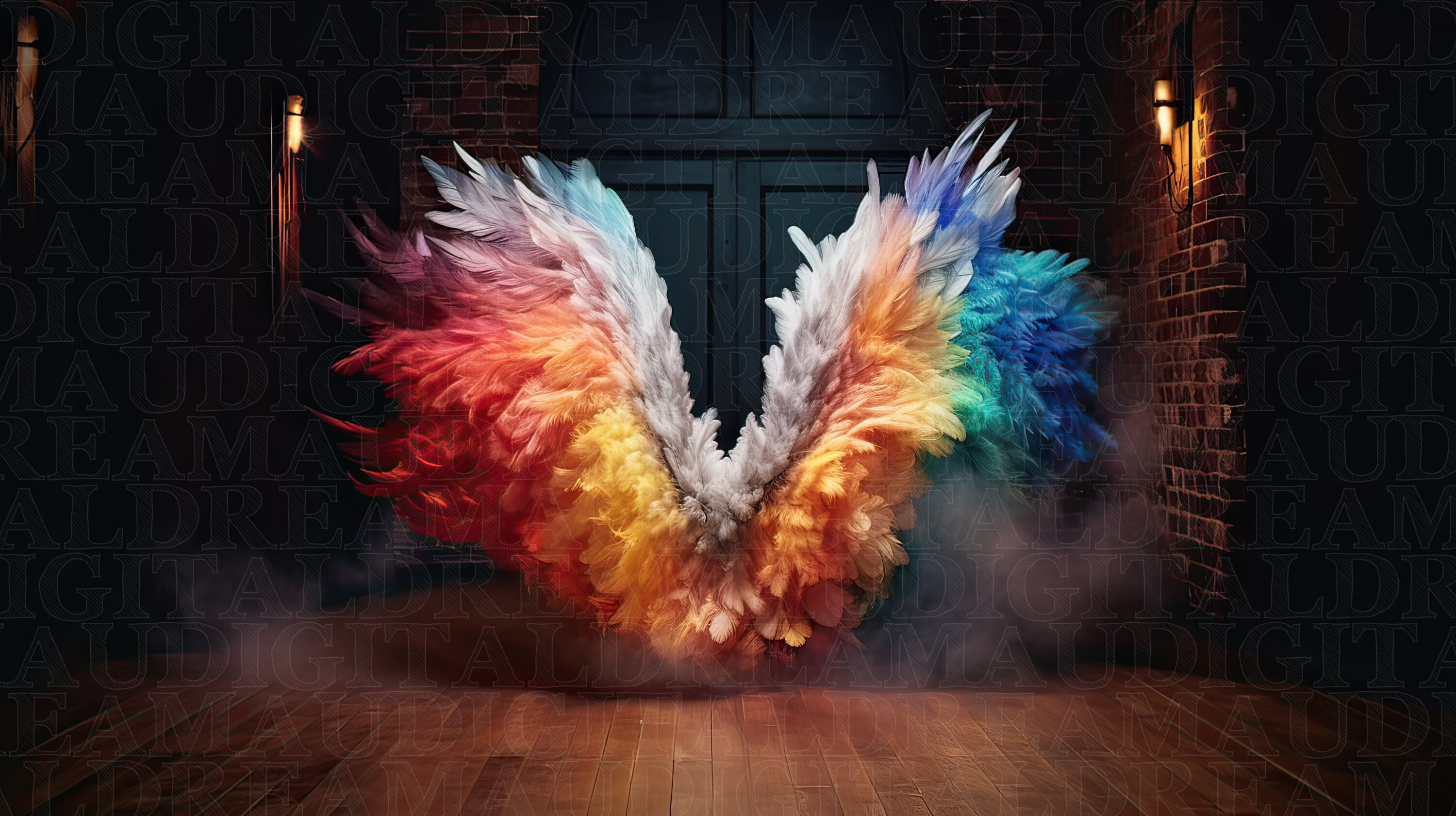 Rainbow Angel Wings Digital Backdrop Maternity Digital Backdrop Overlay ...