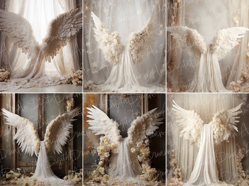 Maternity Digital Backdrops Angel Wings Maternity Backdrop Overlays ...