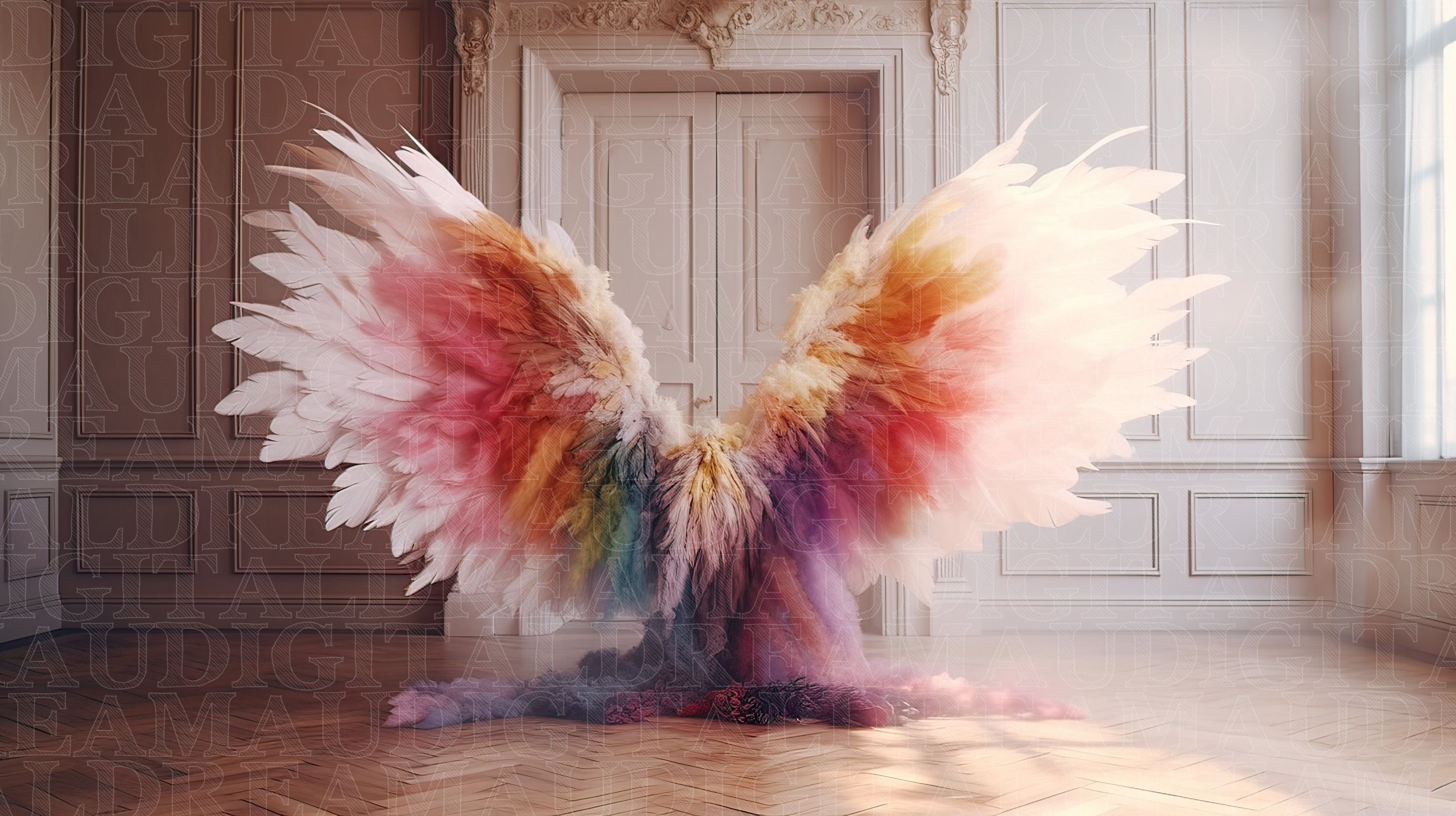 Rainbow Angel Wings Digital Backdrop Maternity Digital Backdrop Overlay ...
