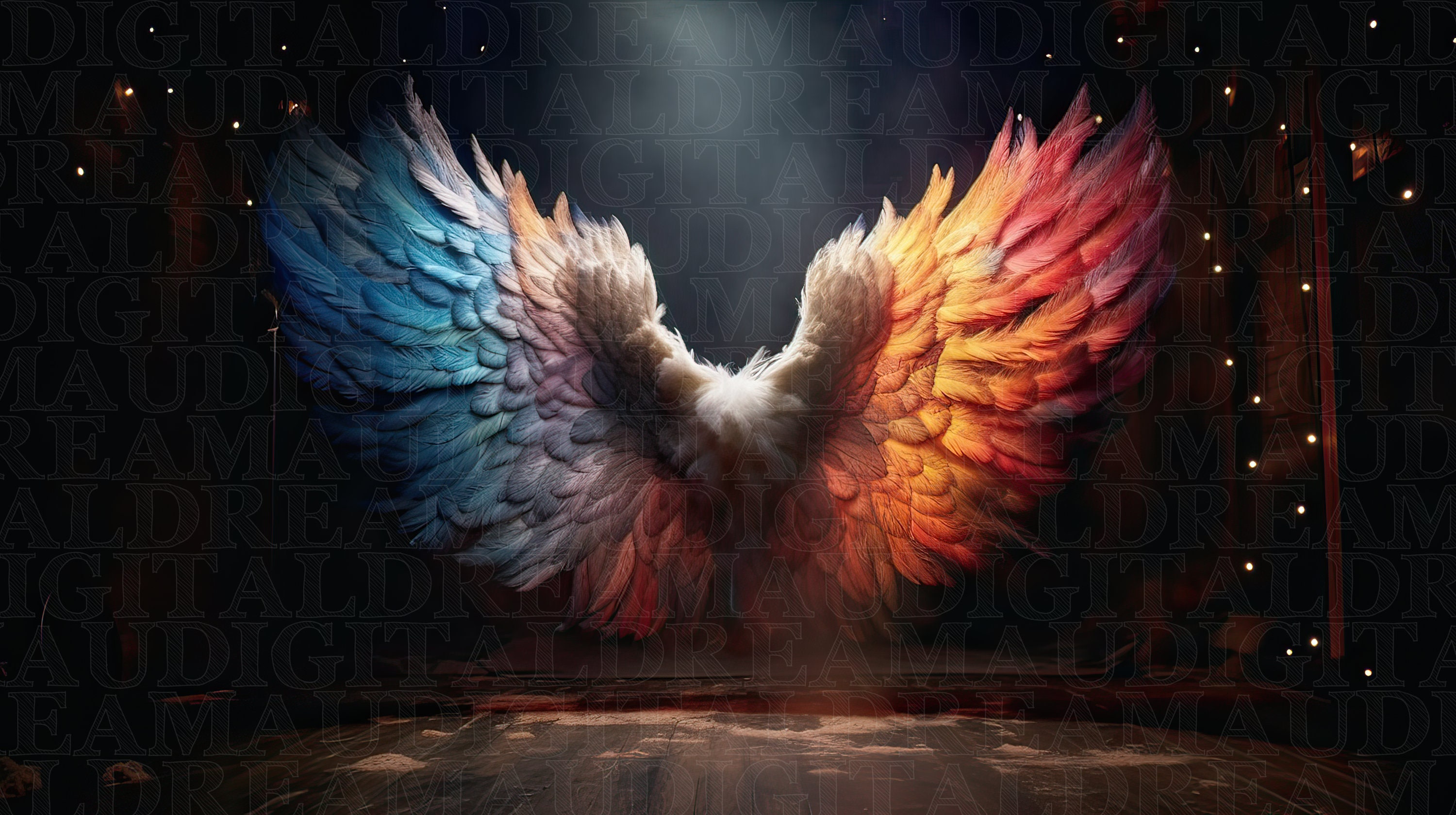 Rainbow Angel Wings Digital Backdrop Maternity Digital Backdrop Overlay ...