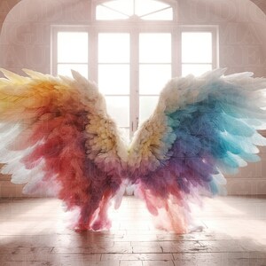 Rainbow Angel Wings Digital Backdrop Maternity Digital Backdrop Overlay ...