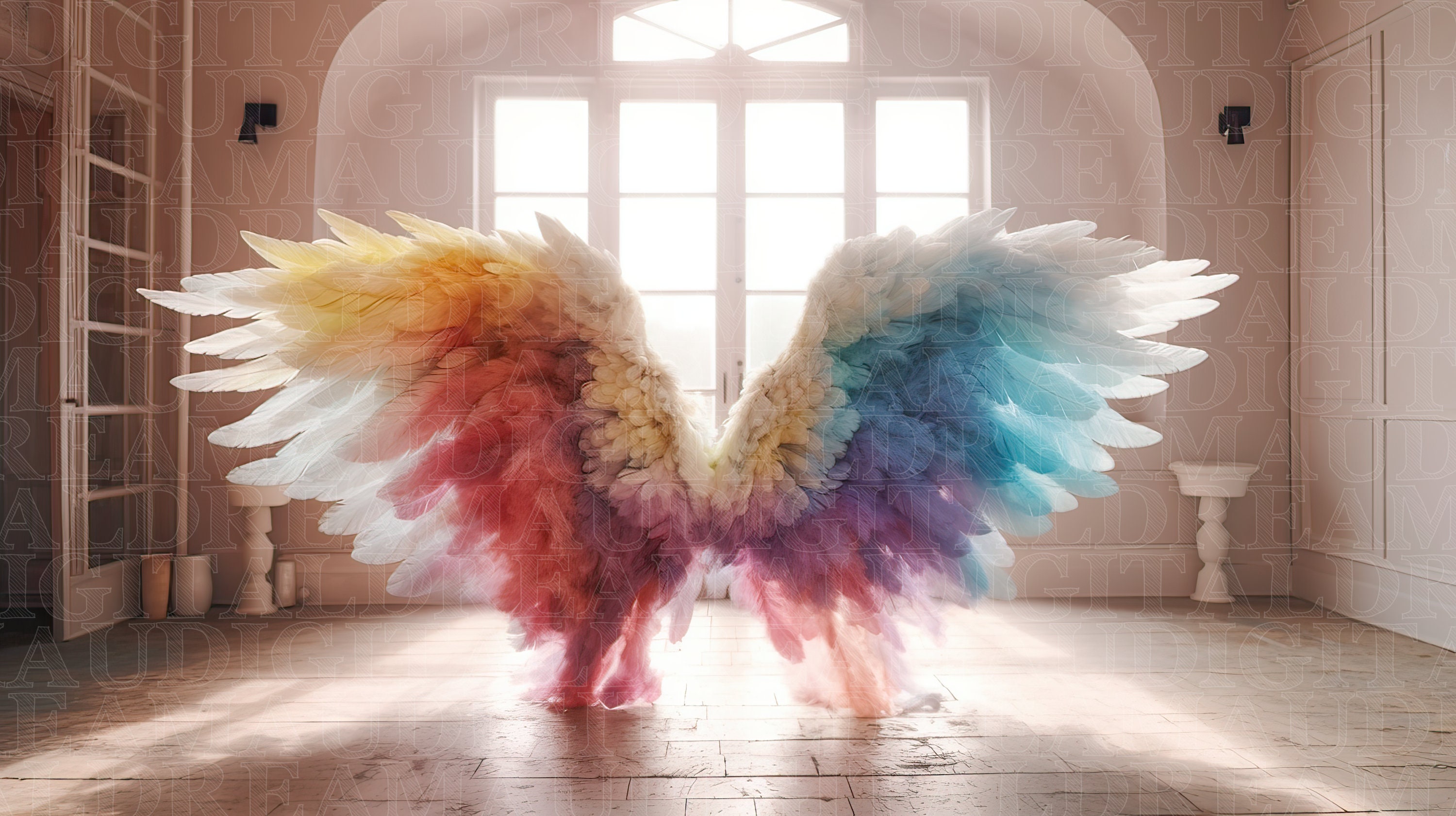 Rainbow Angel Wings Digital Backdrop Maternity Digital Backdrop Overlay ...