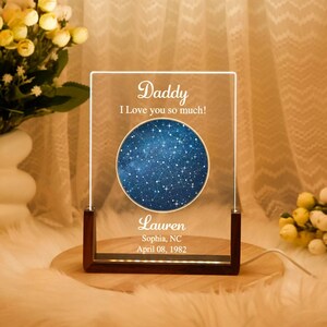 Mappa stellare personalizzata per data e posizione, Mappa stellare personalizzata per data, Luce notturna per mappa stellare, Mappa delle costellazioni personalizzata, Cielo notturno per data