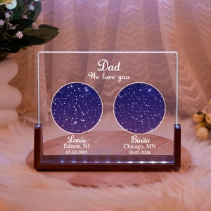 Mappa delle costellazioni personalizzata, cielo notturno per data, lampada con mappa delle costellazioni, anniversario personalizzato, mappa del cielo a 2 stelle personalizzata, luce notturna con mappa delle stelle