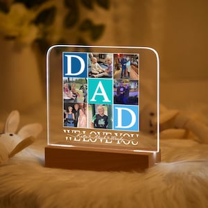 Personalized Dad Photo with Name Night Light,Gift for Dad,Fathers Day Gift,Bedroom Acrylic Night Light,Best Dad Ever,Happy Fathers Day Gift