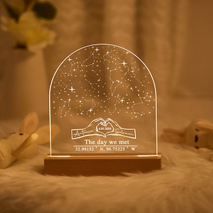 Mappa stellare personalizzata per data luce notturna, regalo di coppia personalizzato, cielo notturno per data, luci notturne mappa primo appuntamento personalizzate, regalo di anniversario