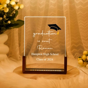 Tarjeta de felicitación por graduación, placa de luz nocturna personalizada para graduados, tarjeta de graduación, tarjeta de feliz graduación, regalo universitario