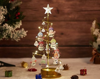 Gepersonaliseerde kerstsneeuwpop led-boomverlichting, kerstversiering, stamboom, gepersonaliseerde sneeuwpop met 1-18 namen, cadeau voor oma