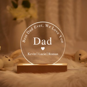 Benutzerdefinierte Name Licht, Schlafzimmer Nachtlicht, Vatertagsgeschenke, Best Dad Ever, Geschenk für Papa, personalisierte Nachtlicht, Jubiläumsgeschenk