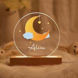 Custom Moon and Star Nightlight, baby gift birth, night light baby, Newborn Gift, Mom Gifts, Personalized Clouds Night light With Name