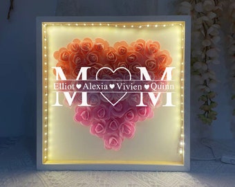 Personalized for Mom Flower Shadow Box, Gifts for Mom, Personalized Mom Flower Shadow Box, Mother's Day Gift, Handcrafted Mom's Present