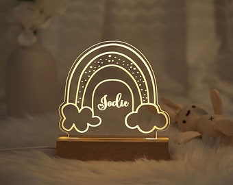 Veilleuse arc-en-ciel personnalisée/cadeau pour nouveau-né/chambre d'enfant/cadeau pour bébé/chambre d'enfant/chambre d'enfant/chambre d'enfant/personne fille garçon lumière de chevet