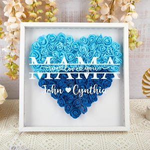 Marco de rosas personalizado para mamá, caja de flores secas personalizadas con nombre, caja de flores en forma de corazón, regalos para el Día de la Madre