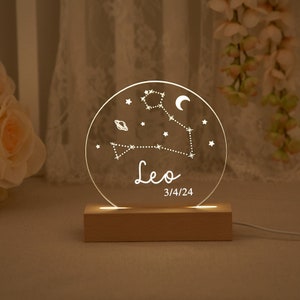 Astrologiczne światło nocne - Zodiakalne światło nocne - Prezent dla znaku zodiaku - Prezenty astronomiczne - Prezent dla chłopaka/dziewczyny - Prezent na dzień matki
